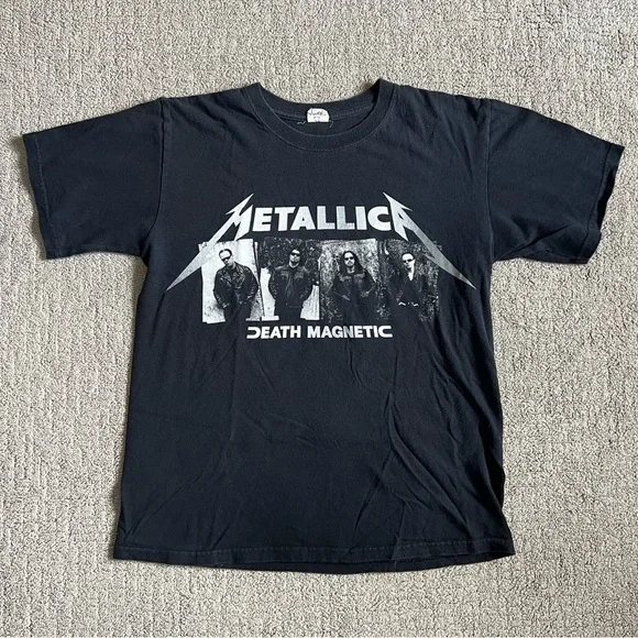 VTG Metallica Death Magnetic World Tour T Shirt Men’s Sz M Black Double Sided - Picture 2 of 10